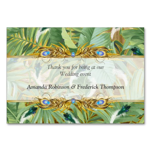 Numéro De Table Golden Royal Peacock Feathers (Dos)