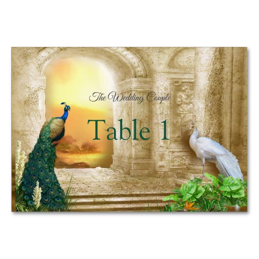 Numéro De Table Golden Royal Peacock Temple Dreams (Devant)
