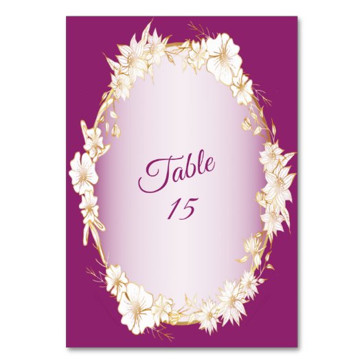 Numéro De Table Golden White Floral Pink Geometric Rustic Wedding (Dos)