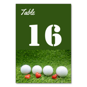 Numéro De Table Golf avec amour sur la table verte