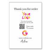 Numéro De Table Google examen logo entreprise site Web scanner cod (Dos)