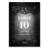 Numéro De Table Gothic Halloween Alternative Wedding (Dos)