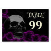 Numéro De Table Gothique Crâne violet Roses Éffrayant Halloween We (Devant)