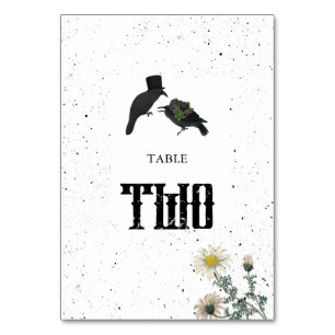 Numéro De Table Gothique Halloween noir Rose Corbeaux Mariage
