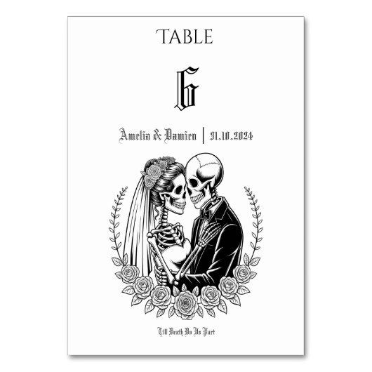 Numéro De Table Gothique Jusqu'à la mort Squelette Couple Mariage (Par défaut)