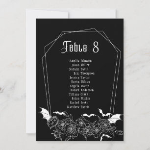 Numéro de table gothique noire Carte de siège Mari