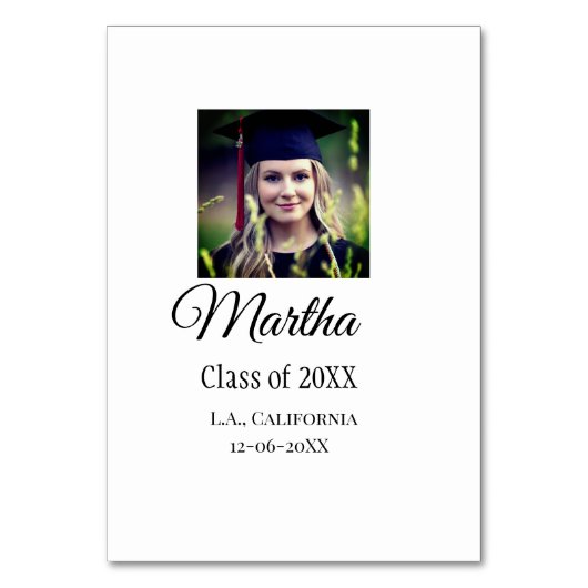 Numéro De Table Graduation fgrats ajouter nom photo ville date cla (Dos)