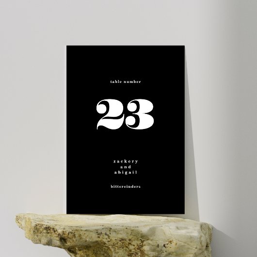 Numéro De Table GRAND Bold Premium Mariage noir blanc