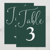 Numéro de table grand et simple vert émeraude élég (Devant / Derrière)