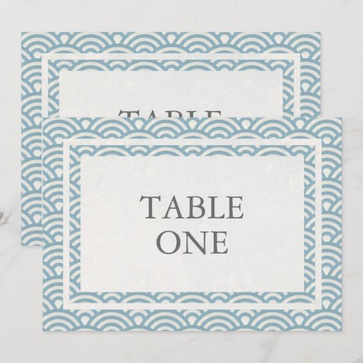 Numéro de table grand format avec vagues stylisées (Devant / Derrière)