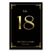 Numéro De Table Grand Gatsby Art Déco Tableau Numéro 18 Or Noir (Dos)