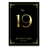 Numéro De Table Grand Gatsby Art Déco Tableau Numéro 19 Or Noir (Dos)