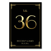 Numéro De Table Grand Gatsby Art Déco Tableau Numéro 36 Or Noir (Dos)