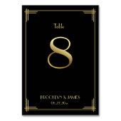 Numéro De Table Grand Gatsby Art Déco Tableau Numéro 8 Or Noir (Dos)