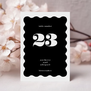 Numéro De Table GRAND Gras Bordure à bascule blanc Mariage noir