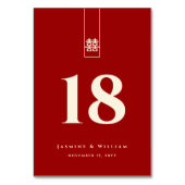 Numéro De Table Grand Rectangle double bonheur Mariage chinois (Dos)
