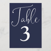Numéro de table grand simple bleu marine élégant (Dos)
