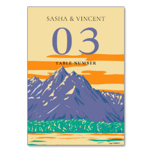 Numéro De Table Grand Teton National Park Mariage Retro
