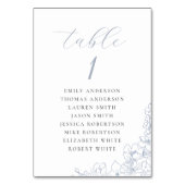 Numéro De Table Graphique de placement de mariage à fleurs bleues (Dos)