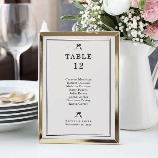 Numéro De Table Graphique de placement de mariage à nœud coquet él