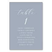 Numéro De Table Graphique de placement de mariage en bleu poussiér (Dos)