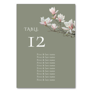 Numéro De Table Graphique de placement de mariage floral vert saug