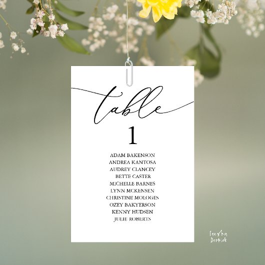 Numéro De Table Graphique de placement élégant noir et blanc pour