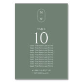 Numéro De Table Graphique de sièges Mariage Monogramme vert Sage (Par défaut)