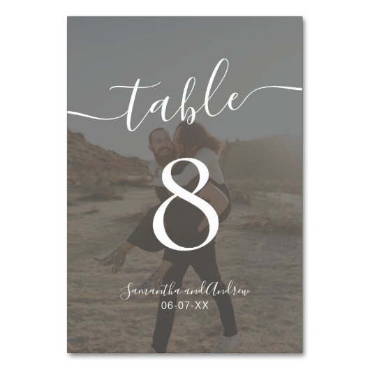 Numéro De Table Gras noir blanc nom de script photos mariage (Par défaut)