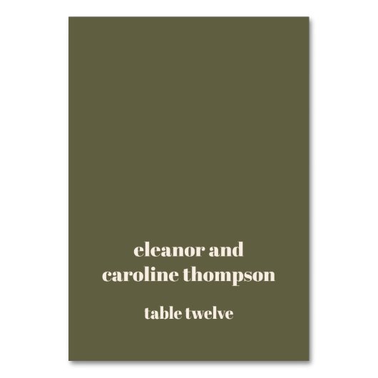 Numéro De Table Gras Olive Fall Retro Custom Wedding Place Card (Par défaut)