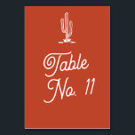 Numéro De Table Gras Retro Red Saguaro Cactus Mariage du désert<br><div class="desc">Gras Retro Terracotta Rouge Saguaro Cactus Mariage du désert Personnalisé Numéro de table</div>