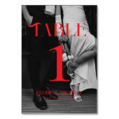 Numéro De Table Gras Rouge moderne noir et blanc Mariage photo (Dos)
