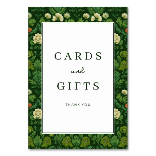 Numéro De Table Grateful Green Floral Border (Par défaut)