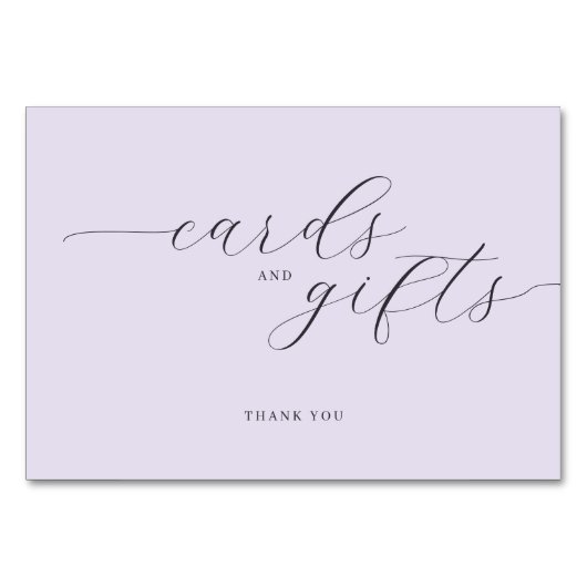 Numéro De Table Grateful Lavender Cursive Thank You Card (Devant)