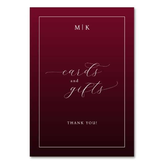 Numéro De Table Grateful Maroon Cursive Cards and Gifts Sign (Par défaut)