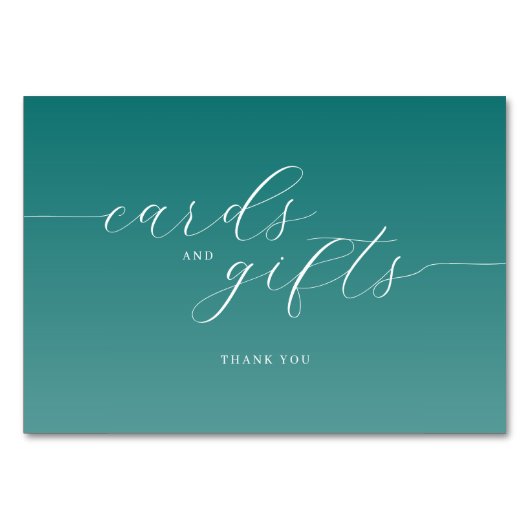 Numéro De Table Grateful Teal Cursive Thank You Card (Devant)