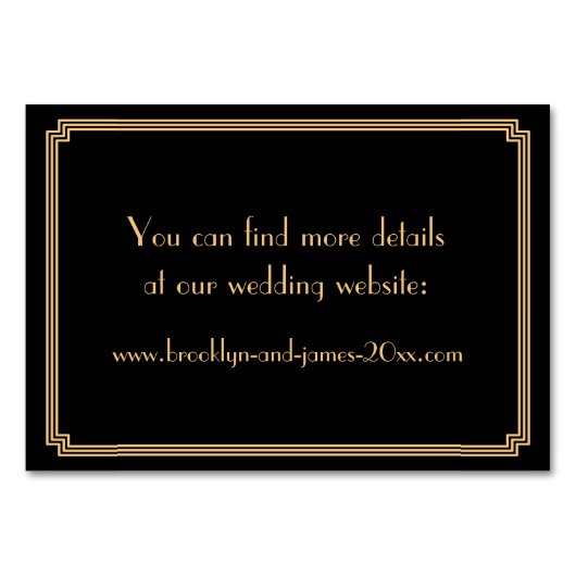 Numéro De Table Great Gatsby Art Déco Mariage Noir Hébergement (Dos)