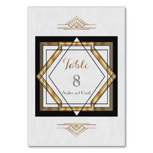 Numéro De Table Great Gatsby Gold White Art Déco TABLE NUMBER (Dos)