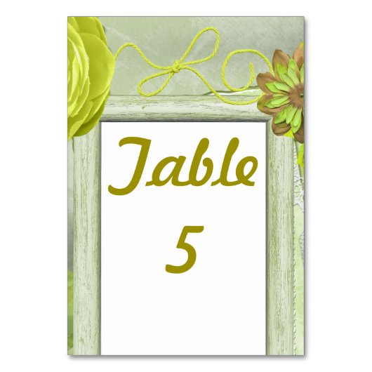 Numéro De Table Green Country Chic (Dos)