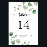 Numéro De Table Green Delight Eucalyptus Mariage de calligraphie<br><div class="desc">Ce numéro de table de mariage de calligraphie eucalyptus est idéal pour un mariage simple. L'aménagement comprend des branches et des feuilles d'eucalyptus botaniques élégants dessinés à la main dans des aquarelles. Il s'agit d'un numéro de table recto-verso. Ajoutez chaque numéro de table dont vous avez besoin à votre panier...</div>