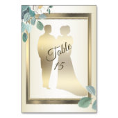 Numéro De Table Green Leaves Flower Golden Frame Wedding Party (Dos)