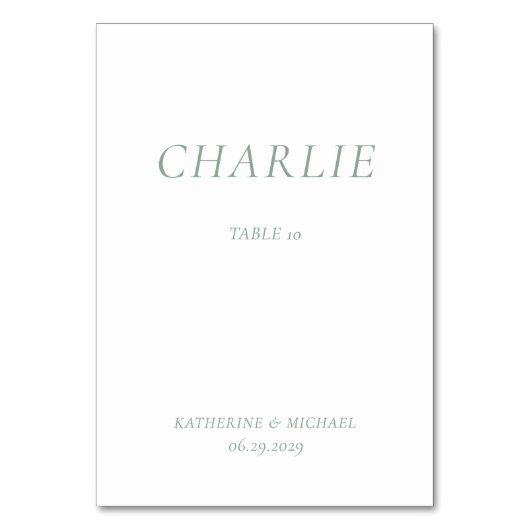 Numéro De Table Green Sage Elegant Wedding Table Cards (Par défaut)