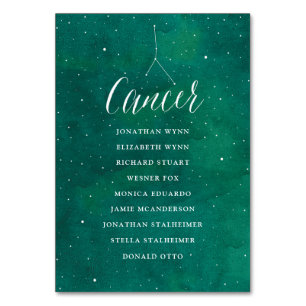 Numéro De Table Green Stars Galaxy Mariage Plan de siège Cancer