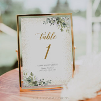 Numéro De Table Greenery Anniversary Table Numbers Card - EAC326