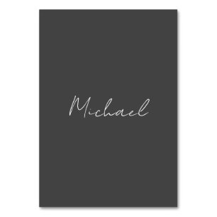 Numéro De Table Gris blanc manuscrit minimaliste Votre nom