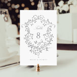 Numéro De Table Gris Elégant Français Victorien Floral Crest<br><div class="desc">Numéro de table de crête florale gris victorien classique français. Pour une personnalisation plus avancée de cette conception,  cliquez sur le BOUTON DESIGN TOOL ci-dessus !</div>
