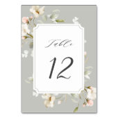 Numéro De Table Gris Sage Blanc Élégant Mariage Floral (Dos)