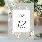 Numéro De Table Gris Sage Blanc Élégant Mariage Floral