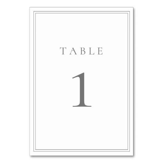 Numéro De Table Gris Silver moderne minimaliste (Par défaut)