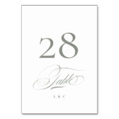 Numéro De Table Gris sur blanc Élégant Mariage de calligraphie (Dos)